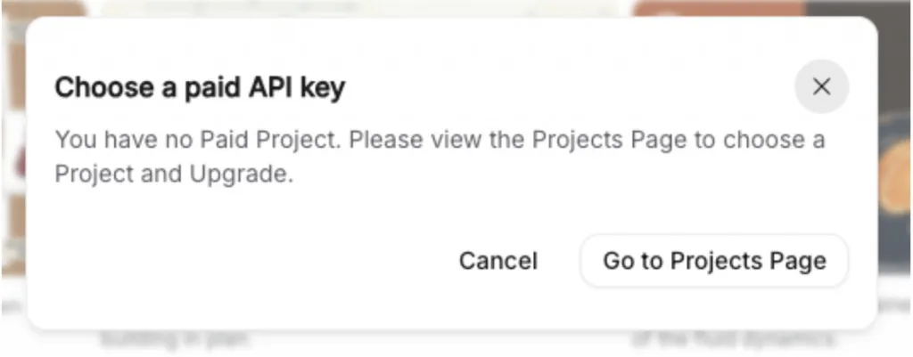 Screenshot of API key
