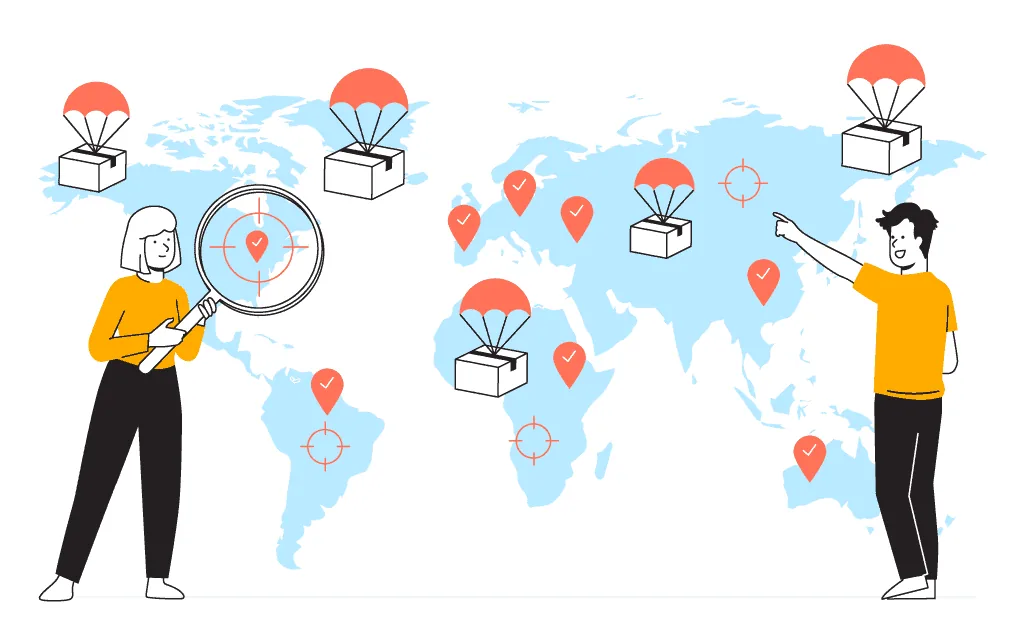 Illustration of people using a Shopify store on a phone