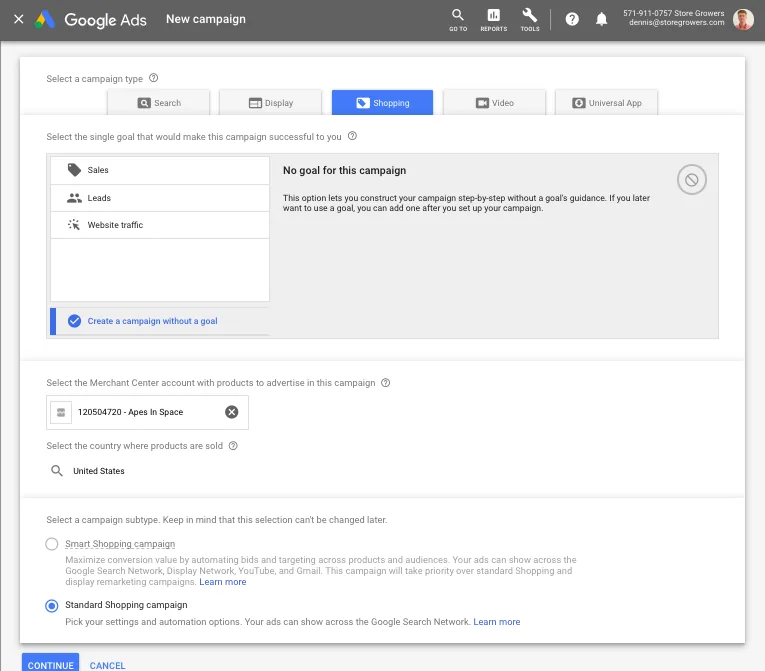 Google Ads购物广告系列设置