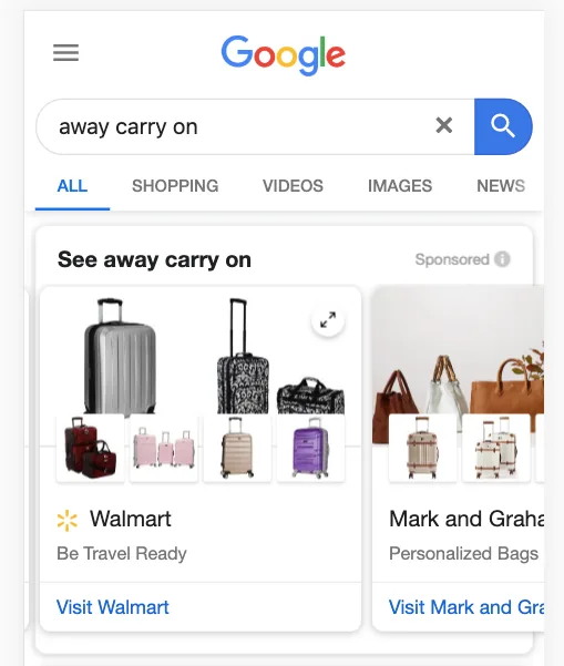 away-google-ads-showcase-shopping-ad-branded-mobile