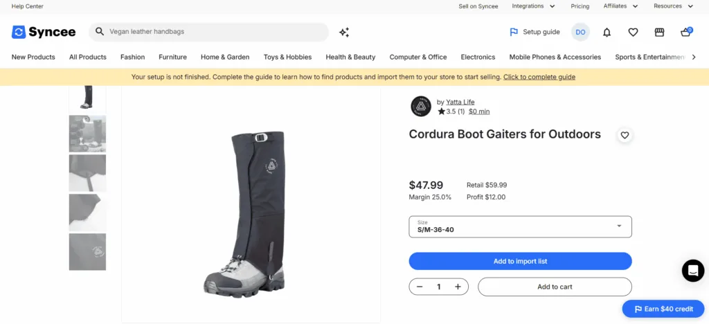 Syncee product page example