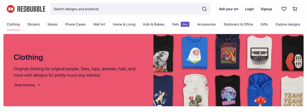 redbubble homepage
