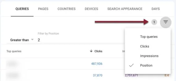 仅支持按排名 1 筛选的效果报告截图