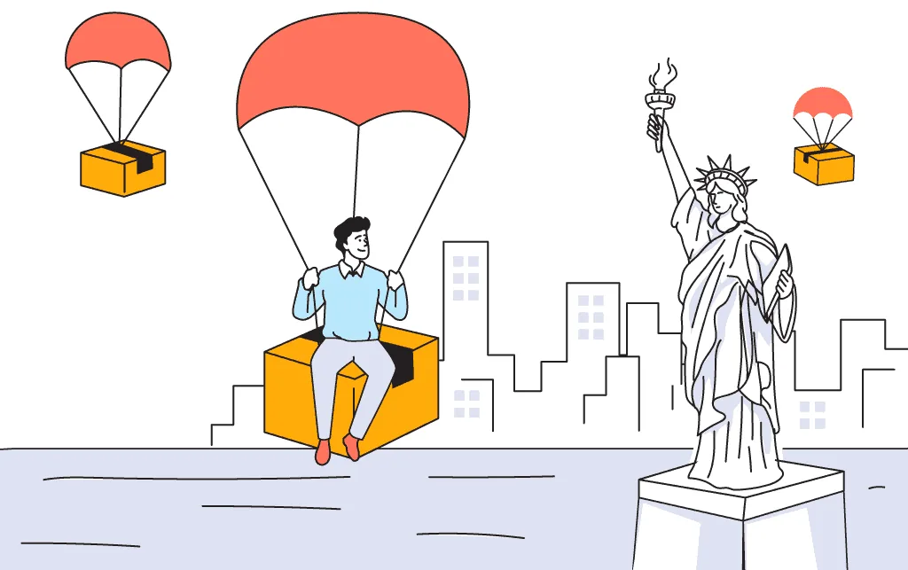 Someone flying on a package in the US