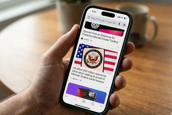 智能手机上Google Discover页面照片