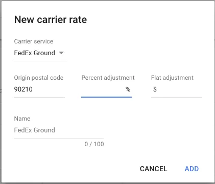 Google Merchant Center 承运商费率