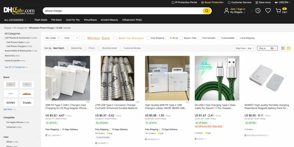 DHgate phone chargers