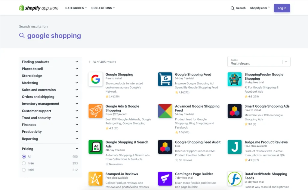 Shopify google shopping app store overview