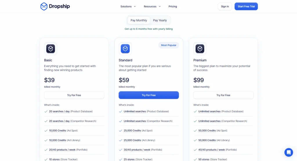 Dropship.io pricing plans