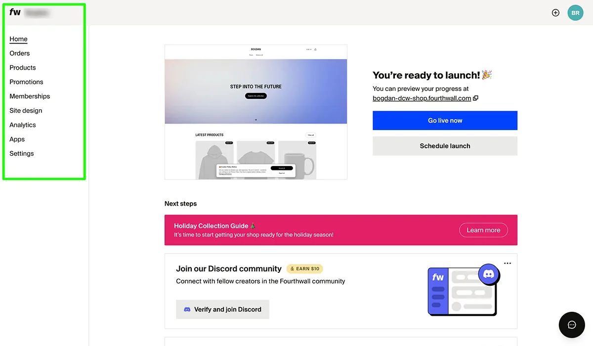 fourthwall dashboard