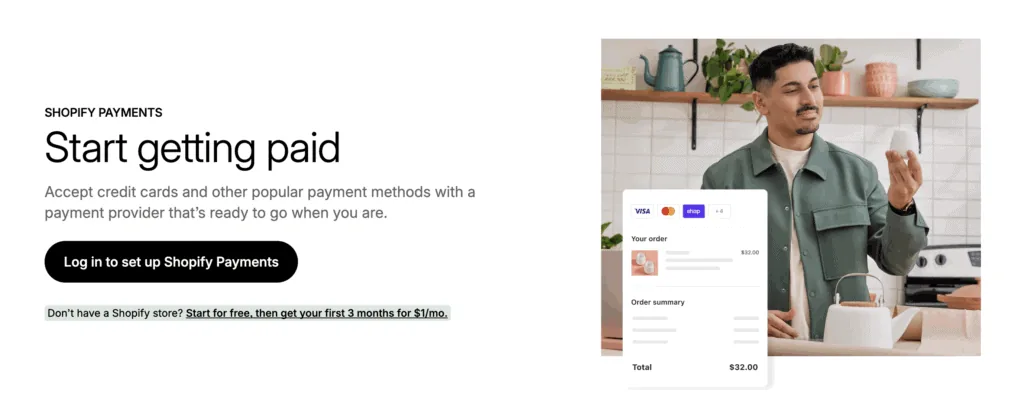 Shopify payments page