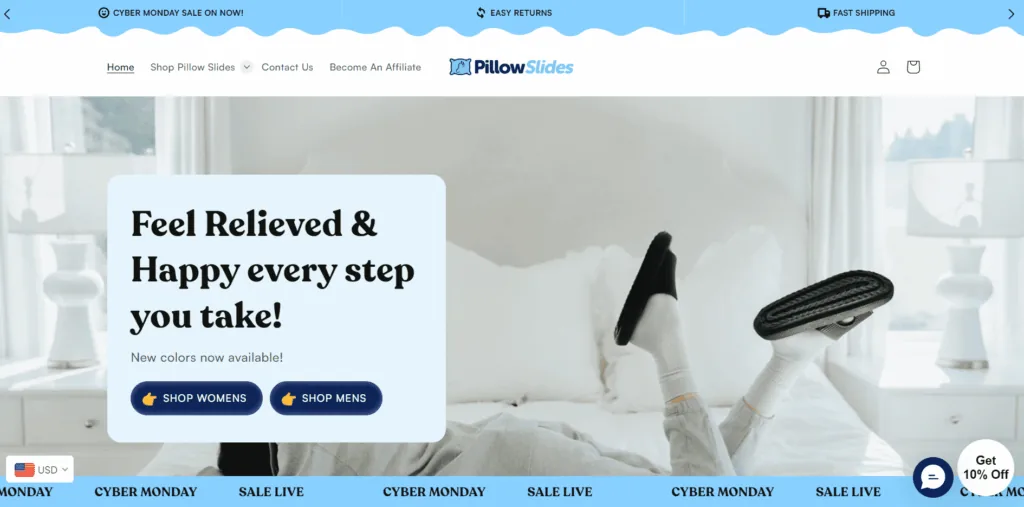 Pillow Slides homepage