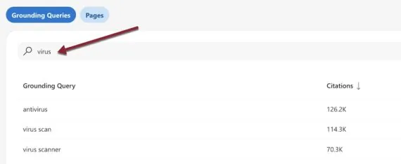 包含“virus”的检索查询截图