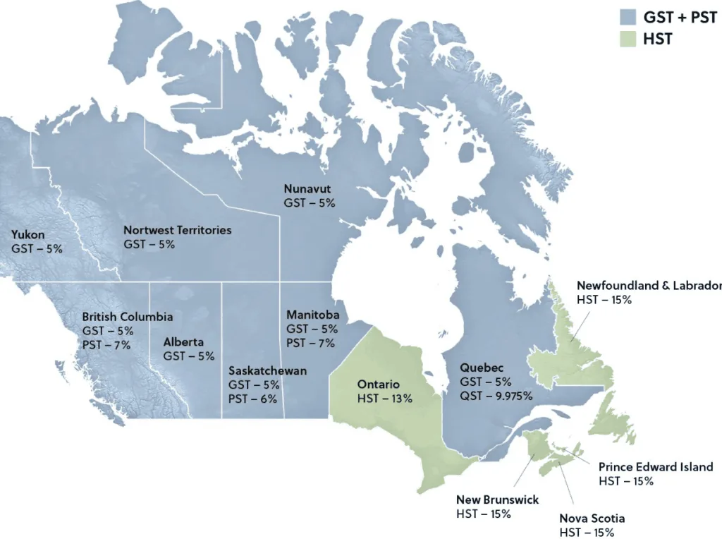 Canada GST HST map