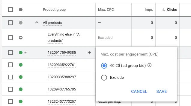 google ads showcase shopping ads product group max cpc