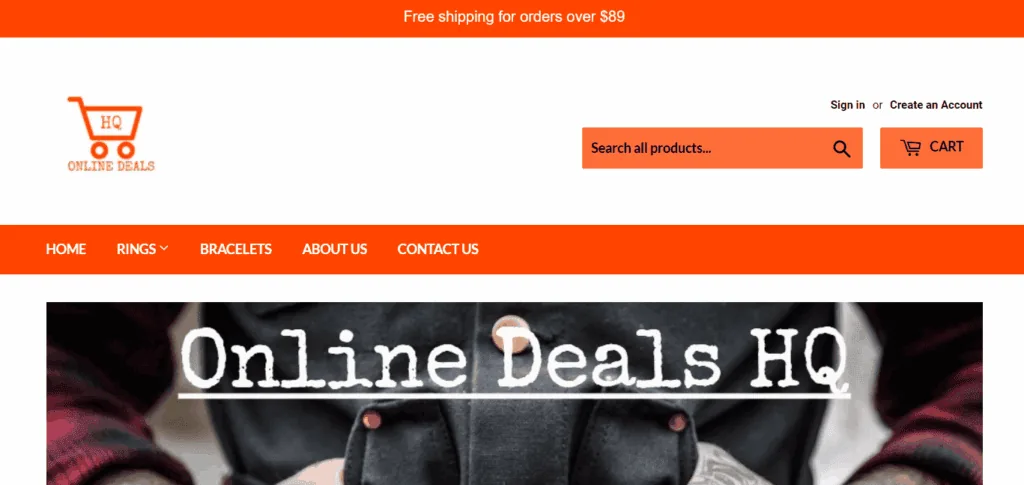 Example of a scammy-looking online store