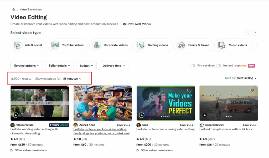 Fiverr 上的视频编辑服务