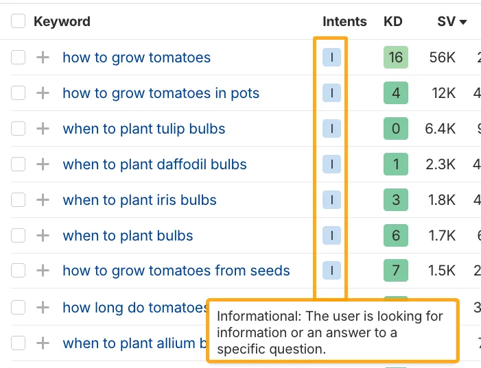 园艺信息类关键词示例，如"how to grow tomatoes"