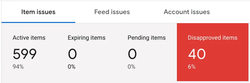 Google Merchant Center 诊断中的拒登商品